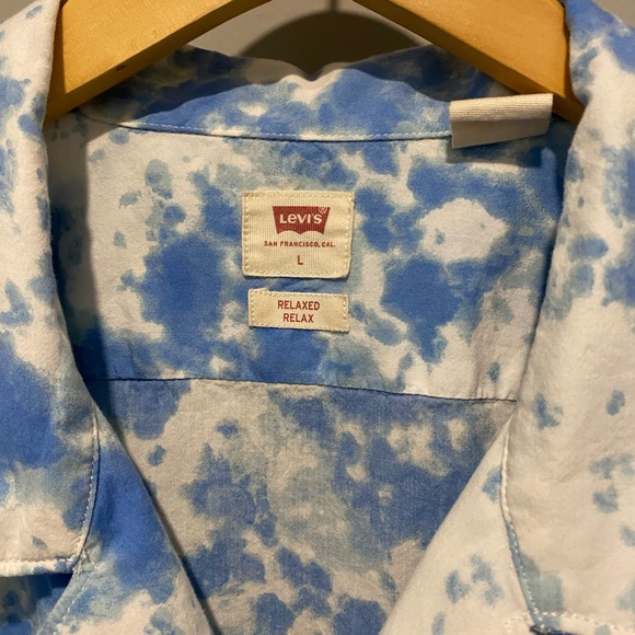 🤡BOGO🤡 LEVI’S Red Tab Tie-Dye Beach Button Up - Mens L Relaxed, Short Sleeve - Picture 4 of 7